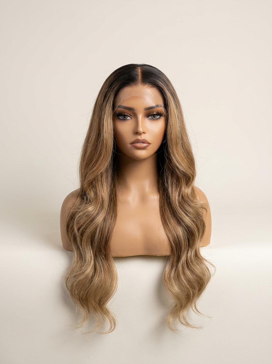 LUSHERA HAIRLINE — Honey Blonde Highlight Wavy Unit – Image 1