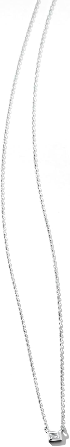 Platinum Diamond Baguette Necklace - 16" Chain – Image 3