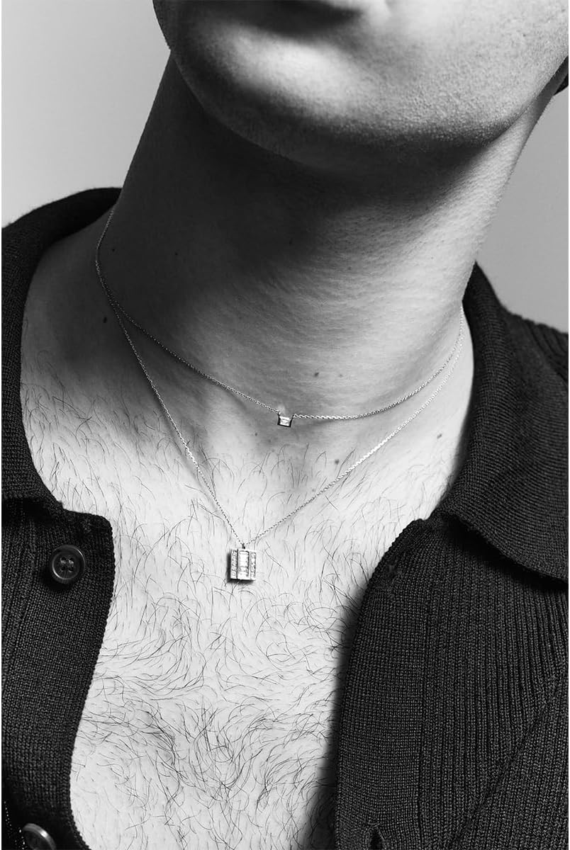 Platinum Diamond Baguette Necklace - 16" Chain – Image 2