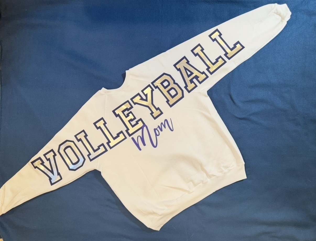 Volleyball Silver Varsity Letter Sweatshirt (FRONT & BACK) – Image 1