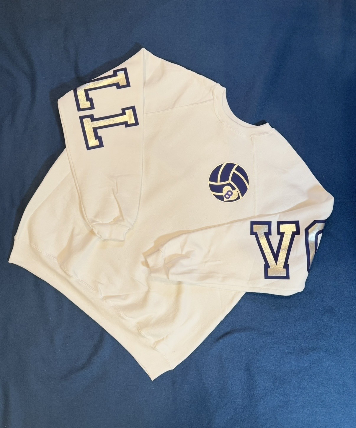 Volleyball Silver Varsity Letter Sweatshirt (FRONT & BACK) – Image 2