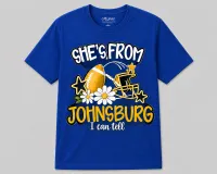 She's From [Your Town] – Girls Flag Football Spirit Shirt – Image 1