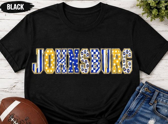 Johnsburg Patterned Letter Spirit Shirt – Black, Small