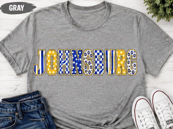Johnsburg Patterned Letter Spirit Shirt – Gray, Small
