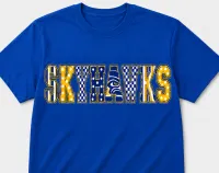 Skyhawks Patterned Letter Spirit Shirt – Royal Blue, Large