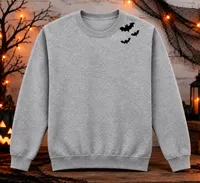 Spooky Bats Halloween Crewneck Sweatshirt – Gray – Image 1