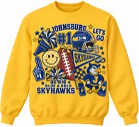 Johnsburg Skyhawks #1 Spirit Crewneck Sweatshirt – Gold – Image 1
