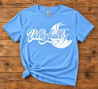 Volleyball Script Graphic T-Shirt – Purple, Hot Pink & Light Blue – X-Large, Light Blue