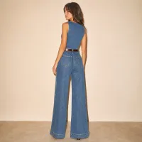Overol Denim Wide Leg con Cinturón – Image 2