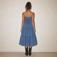 Vestido Denim Strapless Maxi – Image 2