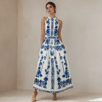 Vestido Maxi Floral Blue & White – GRANDE