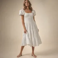Vestido Midi Romantic White – BLANCO, MEDIANA