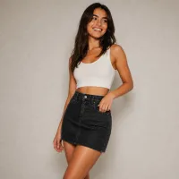 Falda Mini Denim Black Shine – Image 2