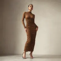 Vestido Noir Mesh Elegance – CAMEL , CHICO