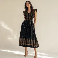 Vestido Midnight Embroidery Grace – NEGRO, GRANDE/EXTRA GRANDE