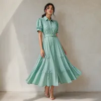 Vestido Maxi Romantic Lace – VERDE ESMERALDA, CHICO/MEDIANO