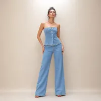 Jumpsuit Denim Strapless Wide Leg – AZUL CLARO, MEDIANO