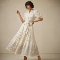 Vestido Midi Bordado Heritage – CHICO/MEDIANO, MARFIL