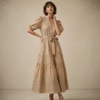 Vestido Midi Bordado Heritage – CHICO/MEDIANO, BEIGE