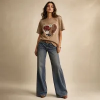 Playera Cowboy Heart Rhinestone – GRANDE/EXTRA GRANDE, CAMEL 