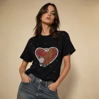 Playera Cowboy Heart Rhinestone – GRANDE/EXTRA GRANDE, NEGRA