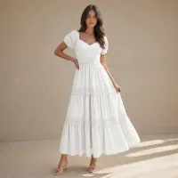 Vestido Midi Romantic con Encaje – GRANDE/EXTRA GRANDE, BLANCO