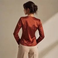 Blusa Satin Elegance Manga Larga – Image 2
