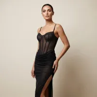 Vestido Corset Mesh Noir Elegance – Image 1