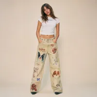 Jeans Denim Wide Leg Puppy Art  – Imagen 1