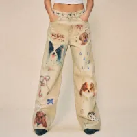 Jeans Denim Wide Leg Puppy Art  – MEDIANA (3,5)