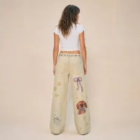 Jeans Denim Wide Leg Puppy Art  – Imagen 2