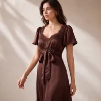 Vestido Satin Elegance con Encaje y Moño – Image 4