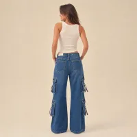 Pantalón Cargo Denim Wide Leg Azul BALAM – Image 3