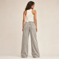 Jeans Wide Leg Gris Acid Wash – Imagen 2