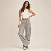 Jeans Wide Leg Gris Acid Wash – Imagen 3