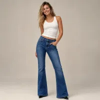 Jeans Flare Acampanados Azul Medio – 1