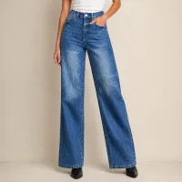 Jeans Wide Leg Azul Medio de Tiro Alto – Imagen 3