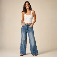 Jeans Baggy Wide Leg Azul con Destrucción – 11