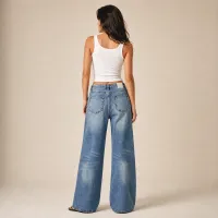 Jeans Baggy Wide Leg Azul con Destrucción – Imagen 2