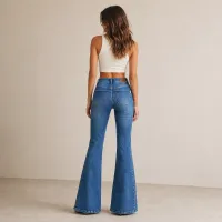 Jeans Flare Acampanados Azul Medio de Tiro Alto – Imagen 2