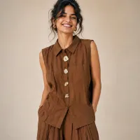 Set tipo Lino Blusa y Pantalón Wide Leg – Imagen 3