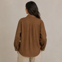 Camisa de Lino Oversized con Botones Dorados – Image 2