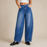 Jeans Barrel Azul Medio de Tiro Medio | BALAM – Image 3