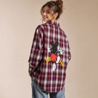 Camisa de Franela Oversized con Estampado en Espalda – VINO, UNICA/UNITALLA
