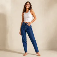 Jean Mom Cut Tiro Alto Azul Stone Wash – 1