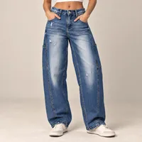 Jeans Cargo Barrel Cut Azul Medio Deslavado – Image 3