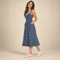 Vestido Denim Bustier Botonadura Frontal Lavado Medio – Imagen 4