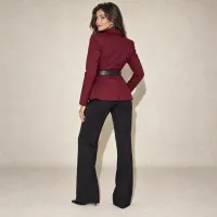 Blazer Cruzado Con Cinturón Vino – Imagen 3
