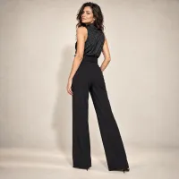Jumpsuit Polka Dot Con Moño Y Pantalón Palazzo Negro – Imagen 2