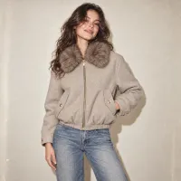 Bomber Wool Con Cuello De Pelo Sintético – BEIGE, CHICA